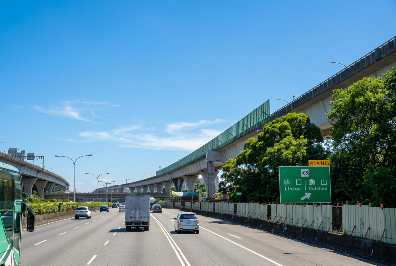 國道一號林口交流道車流，林口開車通勤必經節點