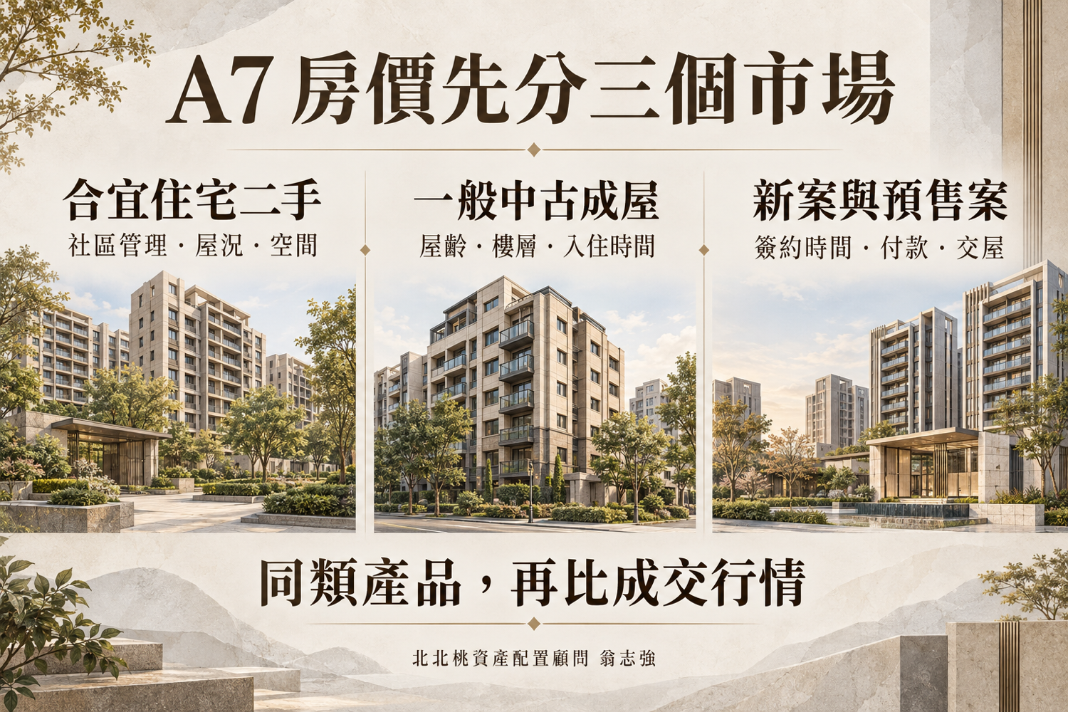 A7三種市場比較:合宜住宅、中古屋、新建案(翁志強房仲|A7重劃區房仲推薦×北北桃資產配置)