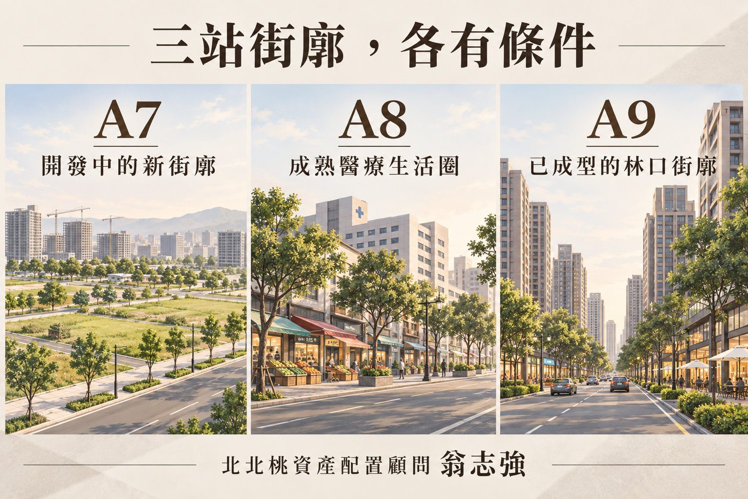 A7、A8、A9三站街廓比較(翁志強|A7重劃區×北北桃資產配置)