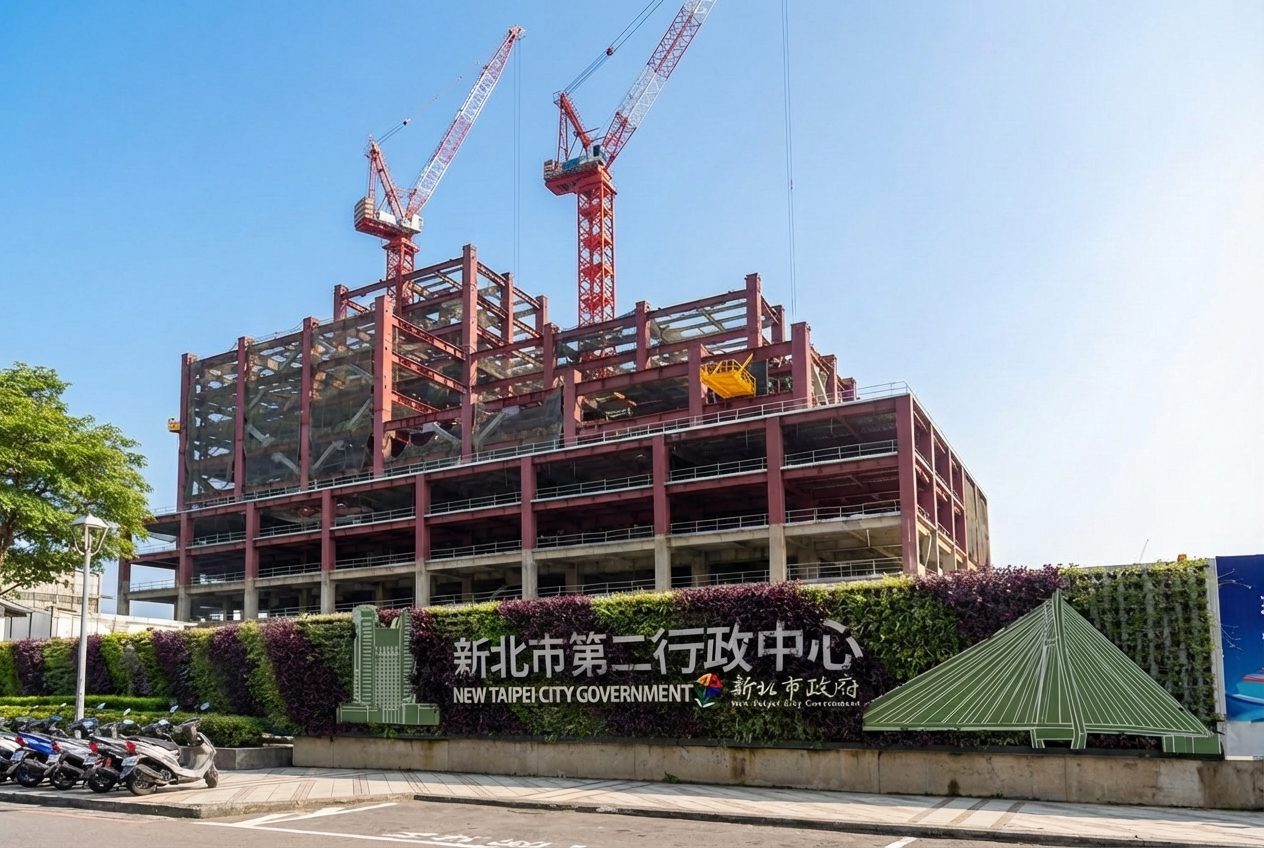 新北第二行政中心興建現場，預計2026年完工帶動二重左岸就業與商業發展