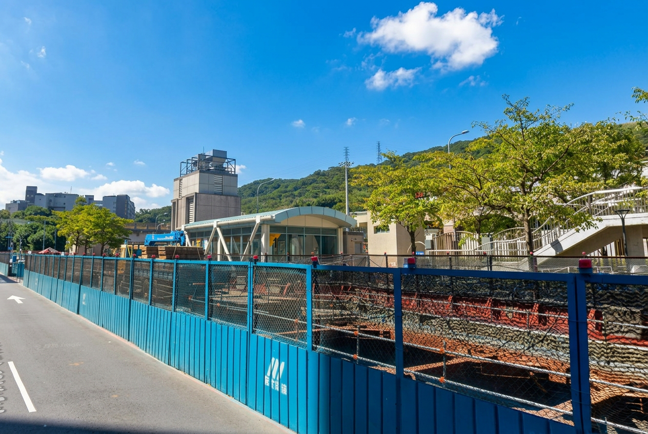 huilong-mrt-station-exterior-construction.jpg 迴龍捷運站外觀與周邊工程,反應交通黑暗期現狀與三鐵交會願景