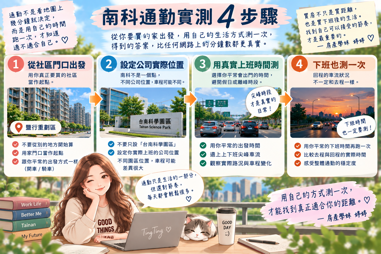 南科通勤買房實測四步驟,從社區門口到公司實際位置,依真實上下班時間測試往返車程
