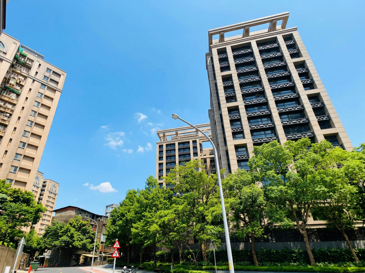 運校重劃區內部退縮綠化的寬敞街廓,與舊市區形成舒適對比