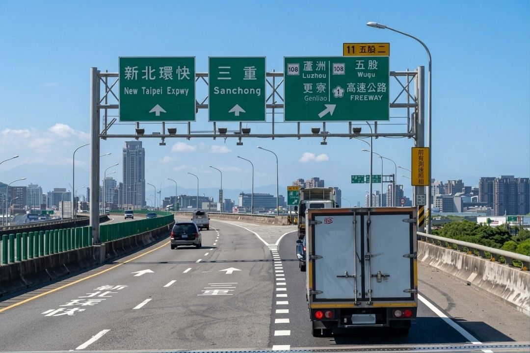 台64線車流空拍或從交流道往台北方向實景