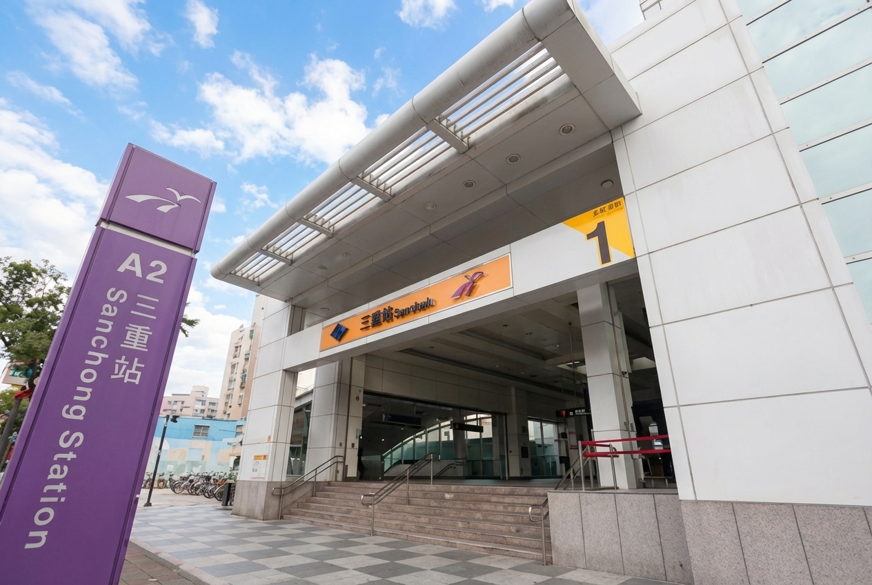 捷運三重站出口日間街景，桃園機場捷運一站直達台北車站最強通勤節點
