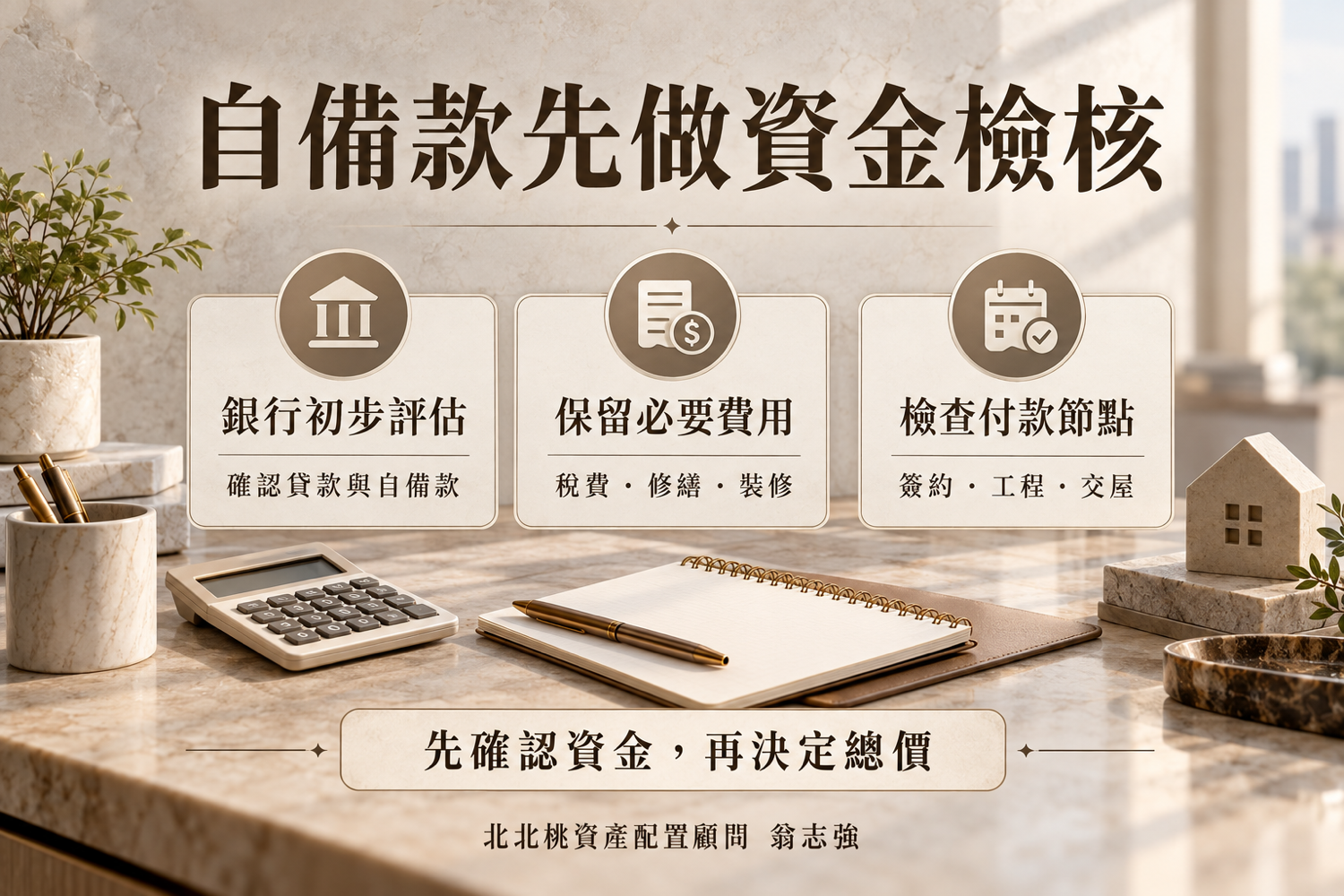 A7自備款300萬資金檢核(翁志強房仲|A7重劃區房仲推薦×北北桃資產配置)