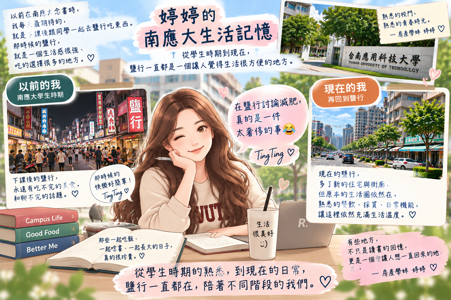 房產學姊婷婷回憶南應大求學時期的鹽行生活，從學生商圈餐飲到現在新住宅加入後的生活圈變化