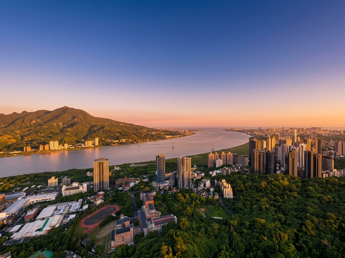 紅樹林生活圈淡水河岸黃昏景觀，展現無敵河景的美麗天際線