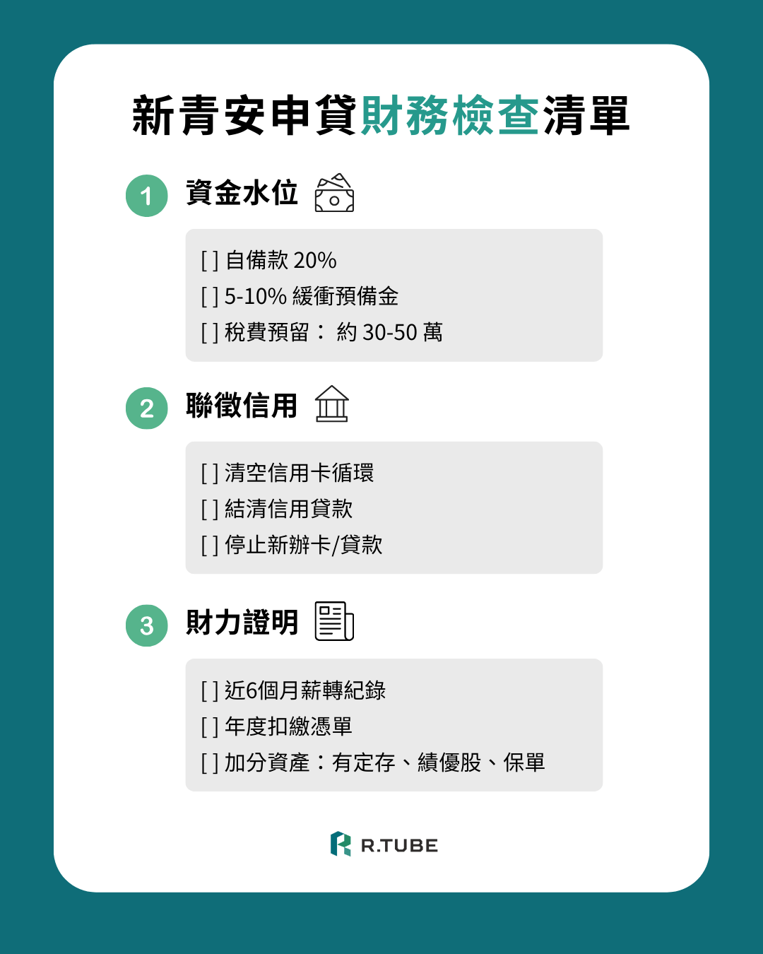 2026首購族「新青安申貸成功」財務檢查清單（建議保存）